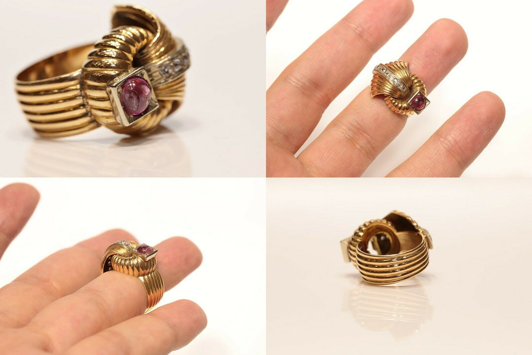 アンティーク ヴィクトリアン 18K ナチュラルダイヤモンドとルビーのリング