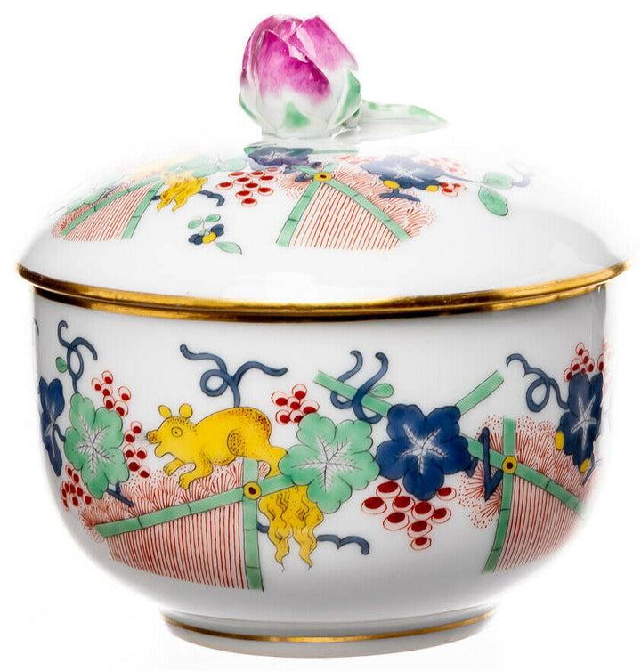 Zuckerdose fliegender Fuchs und Eichhörnchen Meissen Neuer Ausschnitt 1. Wahl