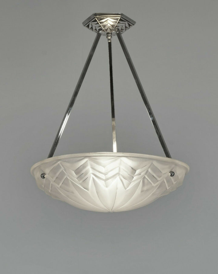 DEGUE : FRENCH 1930 ART DECO PENDANT ........ chandelier lamp muller era France