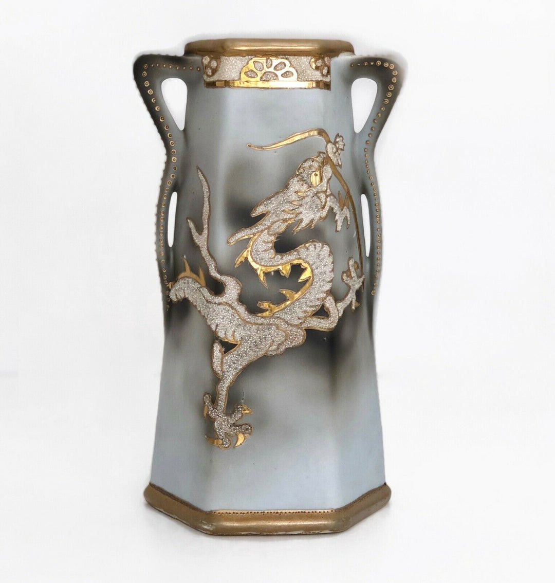 Art Nouveau Royal Nishiki Nippon Moriage Japanese Dragon Vase