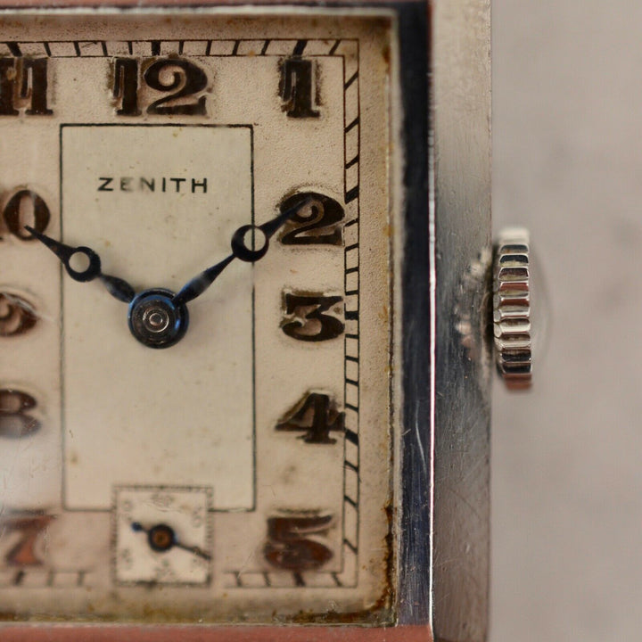 C.1930 Vintage Zenith Curvex Tank watch Breguet dial cal. 8 3/4 in steel