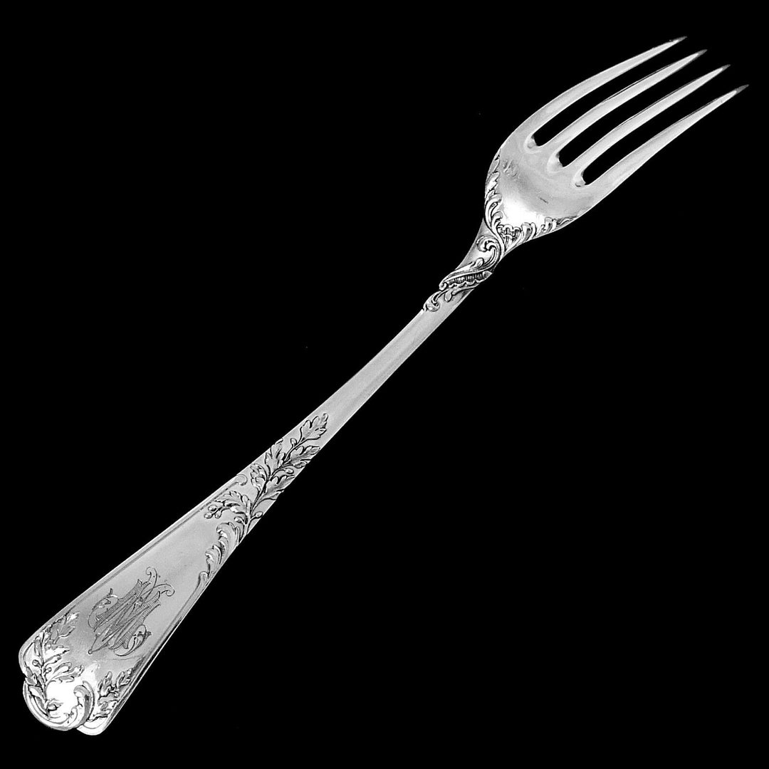 Puiforcat French Sterling Silver Dinner Flatware Set 12 Pc Foliage
