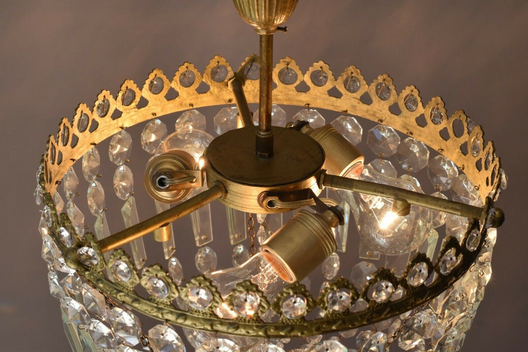 Purse Antique Flush lamp / Vintage Crystal Chandelier, Home Lighting Brass LAMP