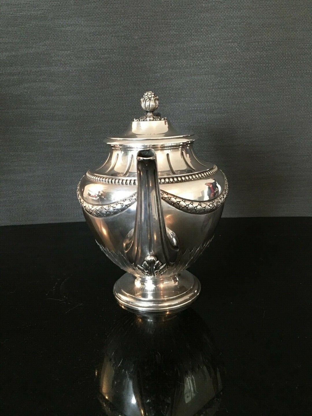 Cardeilhac belle teapot solid silver 950 °/°° king post minerve
