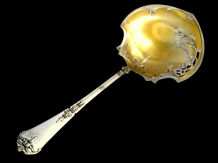Coignet Fabulous French All Sterling Silver Gold Strawberry Spoon Ferrure