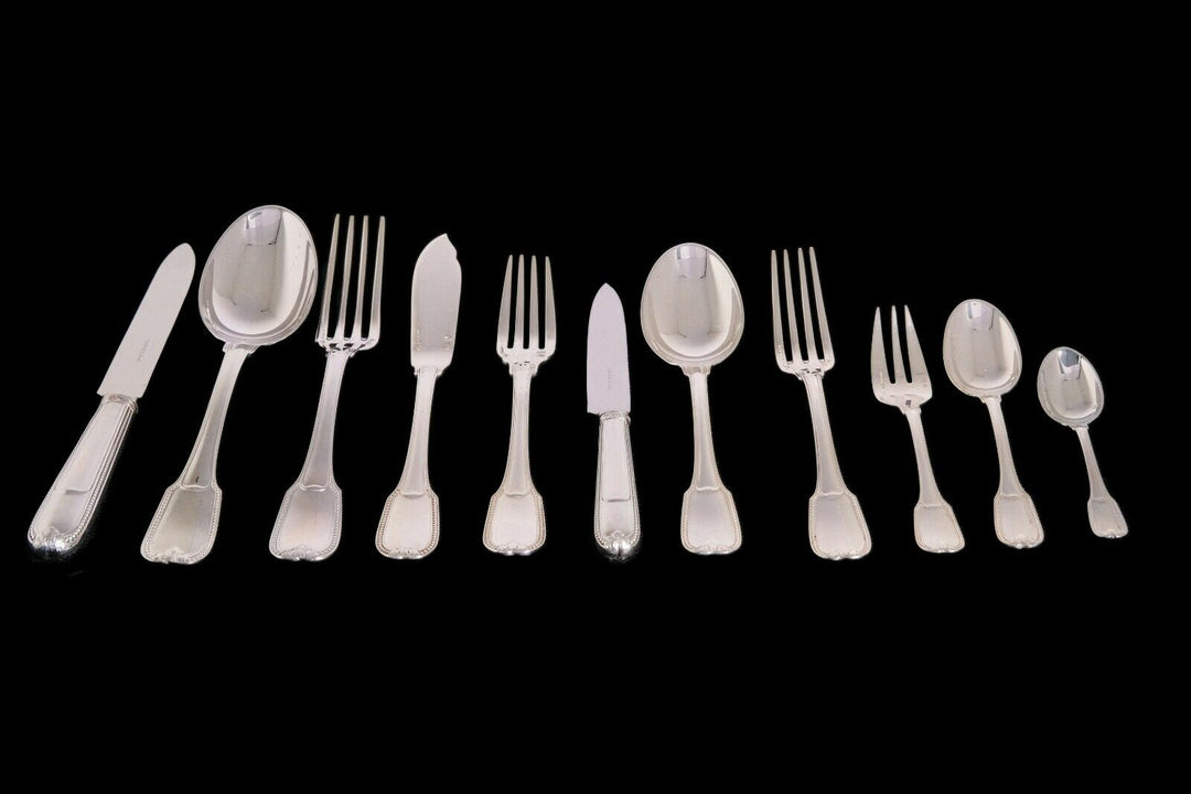 CHRISTOFLE CARDEILHAC French Sterling Silver Flatware In CHEST JOUBERT 138 PS