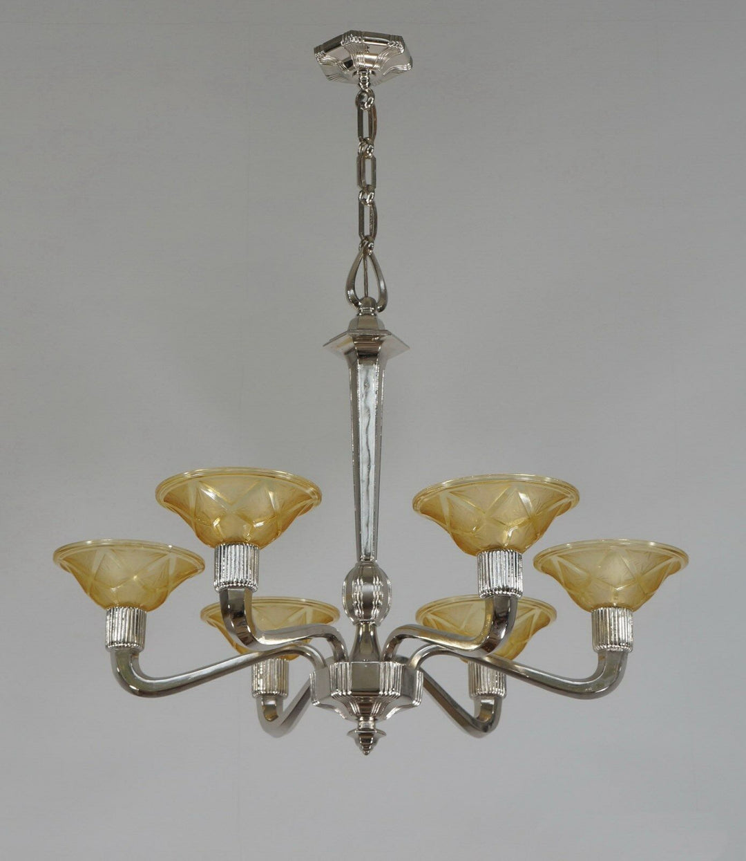 HANOTS : FRENCH 1930 ART DECO CHANDELIER .......... lustre lamp lampe muller era