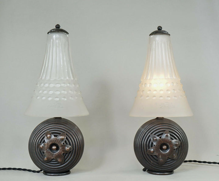 ミューラー兄弟　希少なペアのアールデコランプ　1930年　フランス製　錬鉄