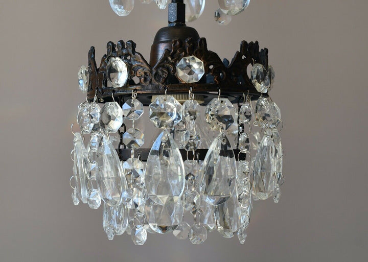 Two Matching Antique Crystal Chandeliers,Vi