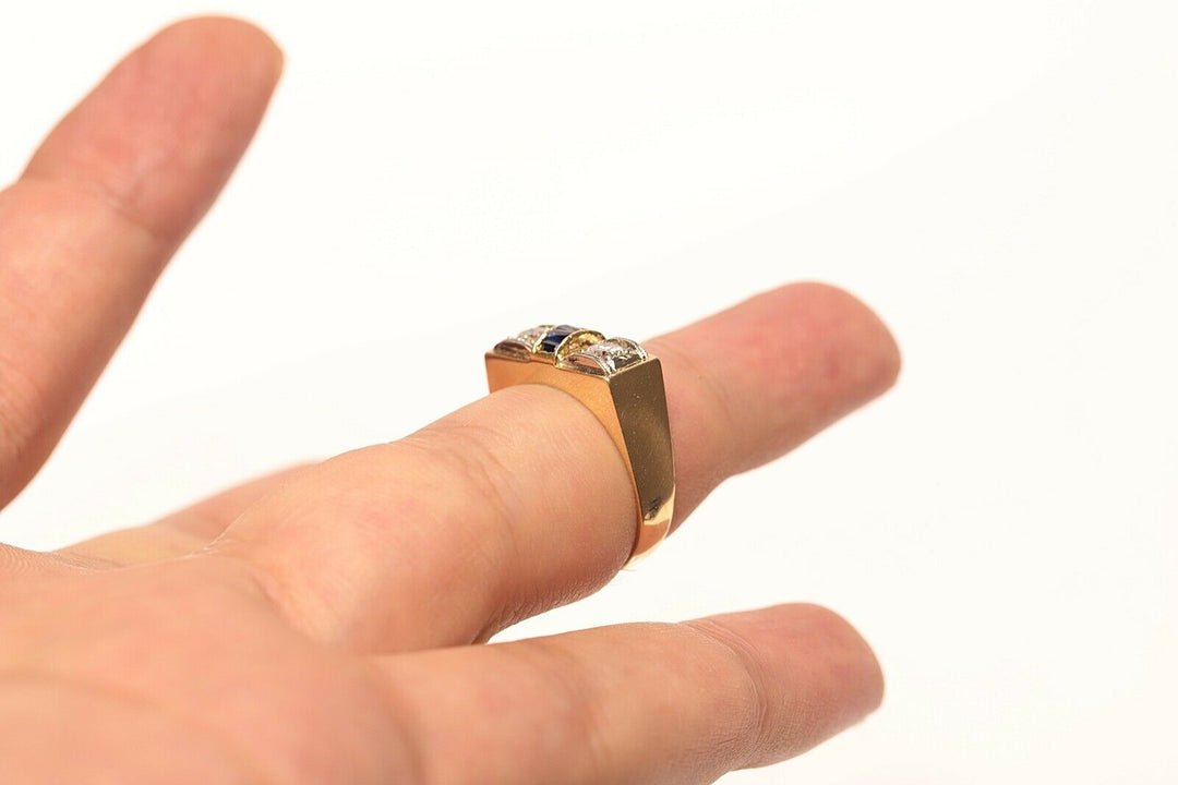 アンティーク アールデコ 14K ナチュラルダイヤモンドとサファイアのリング