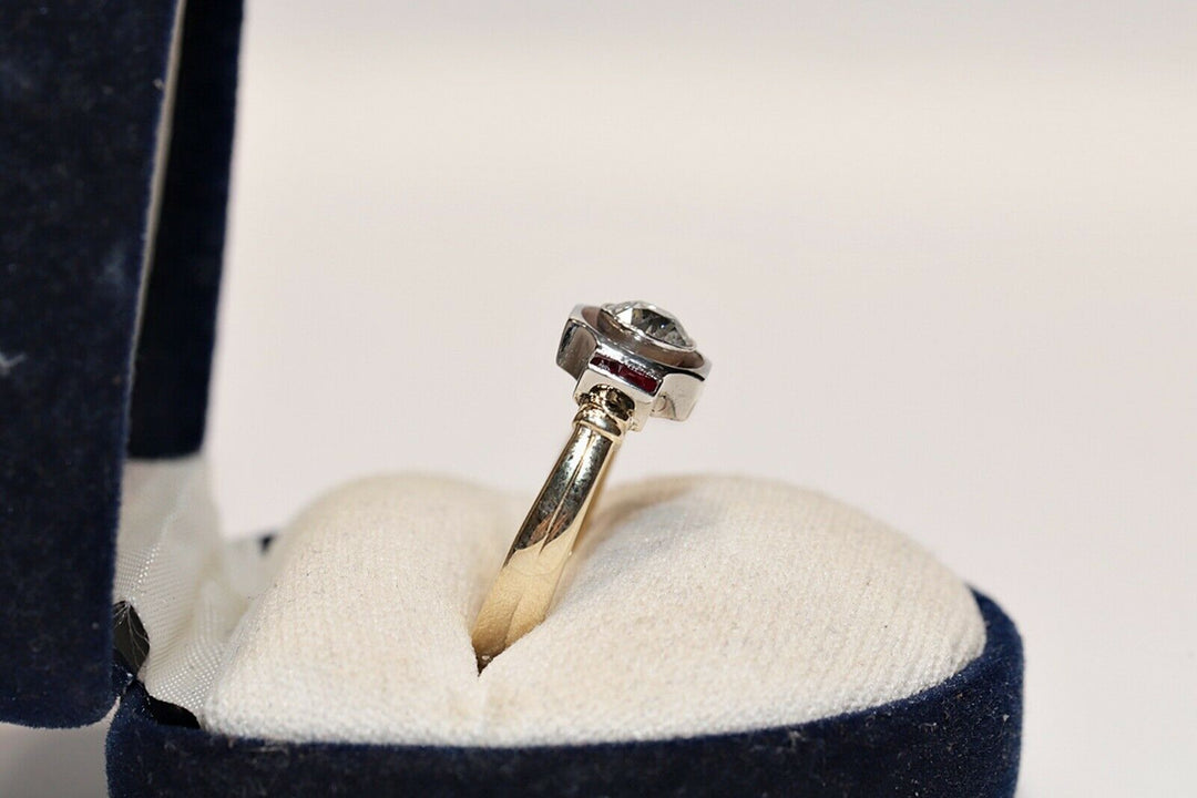 アンティーク アールデコ 14K ナチュラルダイヤモンドとルビーのリング