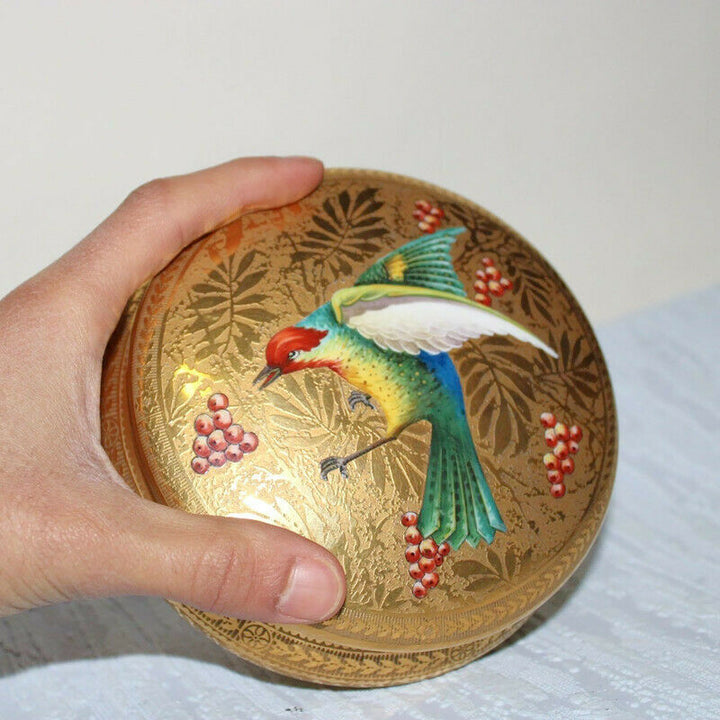 Antique French Limoges Porcelain Jewelry Box Gilded Bird France Handmade