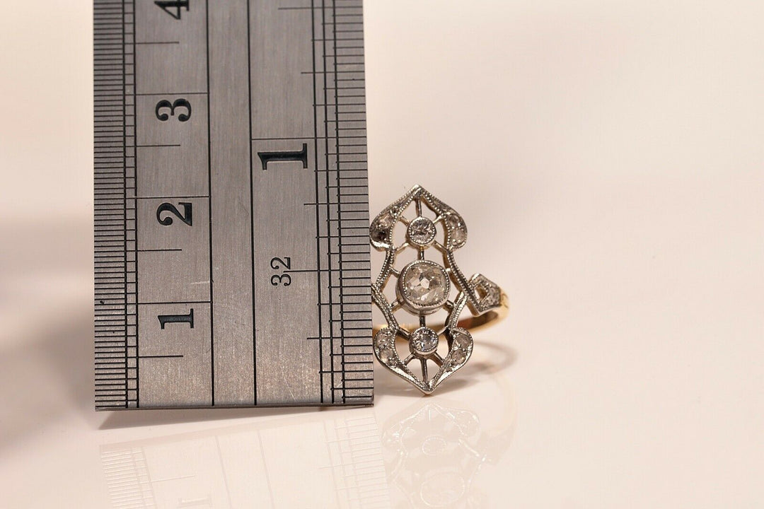 アンティーク 18K ナチュラルオールドカットダイヤモンドのヴィクトリアンリング