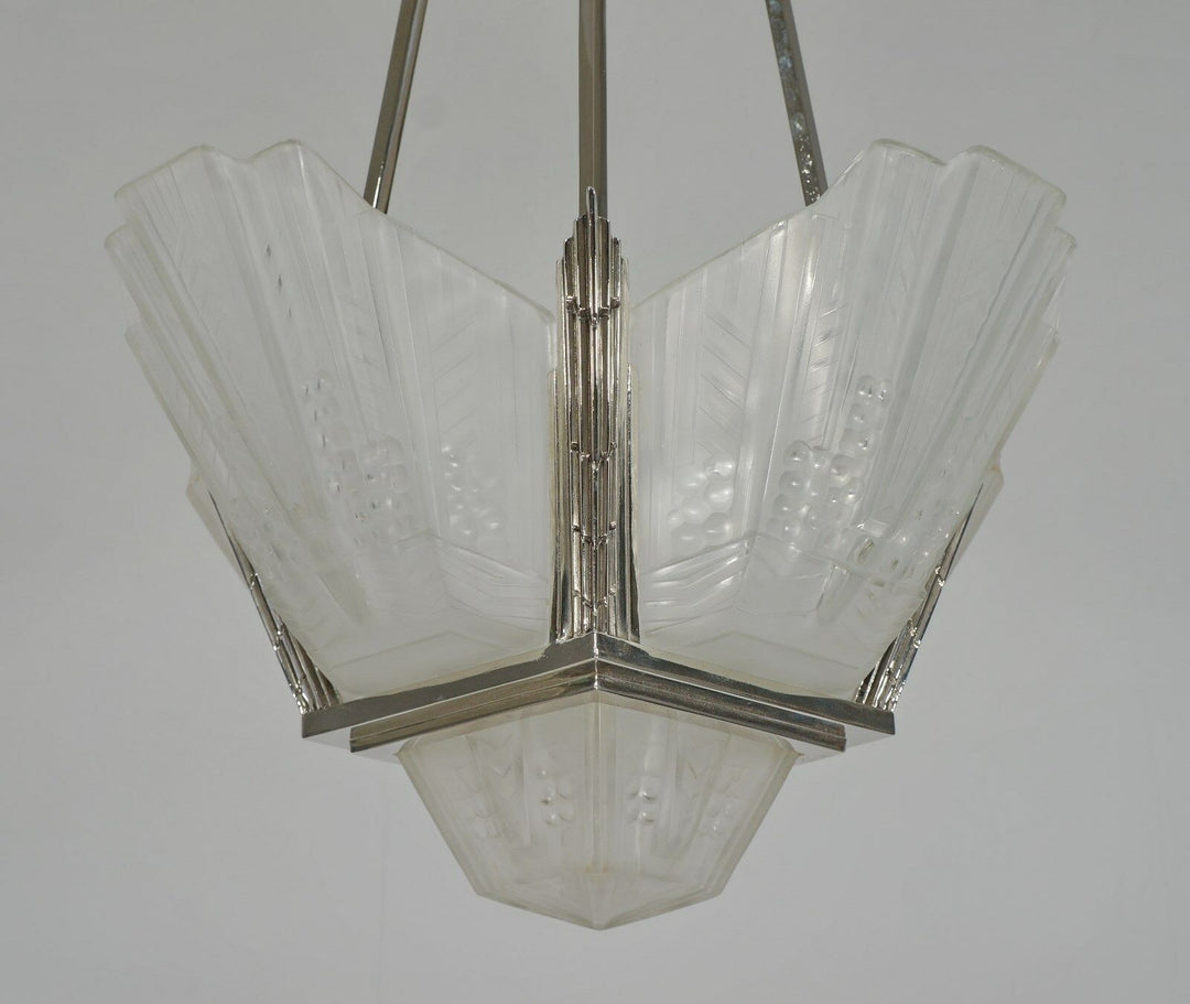 EJG : FRENCH ART DECO CHANDELIER ...........................1930 muller era lamp
