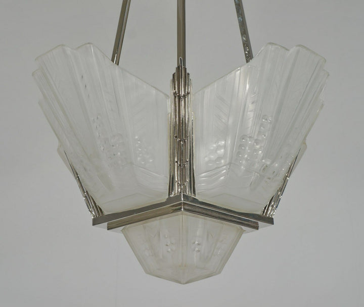 EJG : FRENCH ART DECO CHANDELIER ...........................1930 muller era lamp