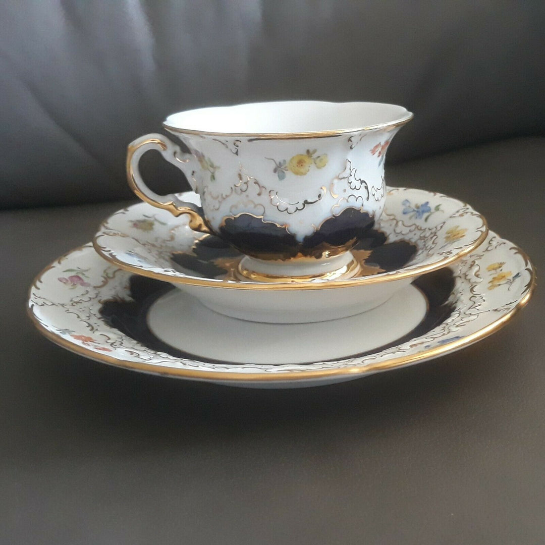 マイセン　モカセット　Bフォーム　コバルトブルー