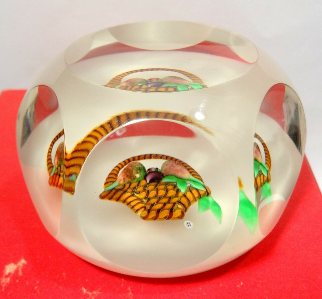 Ball Paperweight Clipboard Crystal Baccarat Sulfide Basket Fruit Numbered - COA