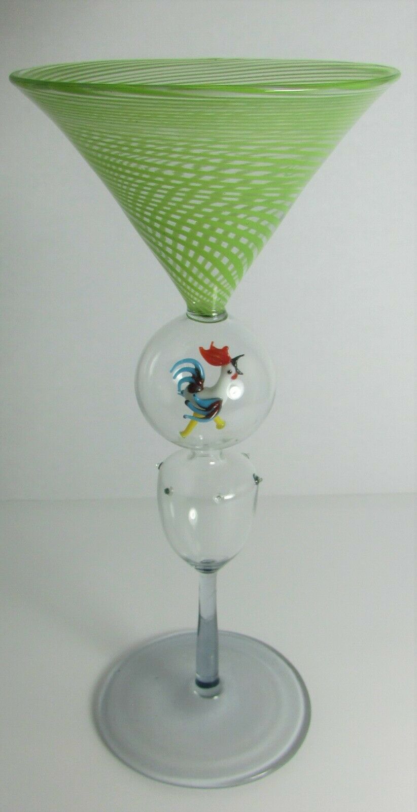 GREEN STRIPE SWIRL ROOSTER BIMINI WERKSTATTE MARTINI GLASS #1