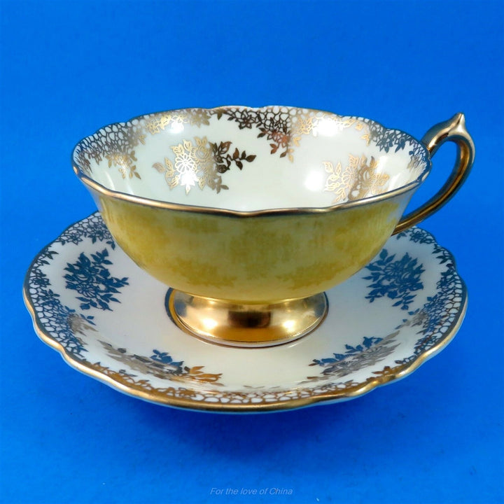 パラゴン　ゴールド装飾　ヨークイエロー＆ゴールドハンドル　ティーカップ&ソーサー