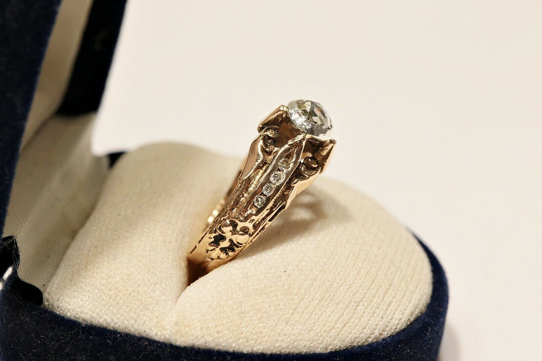 アンティーク ヴィクトリアン 14K ナチュラルローズカットダイヤモンドとダイヤモンドのリング
