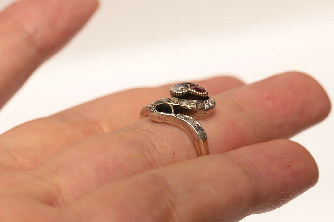 アンティーク オリジナル アールヌーヴォー 18K ナチュラルローズカット　ダイヤモンドのリング