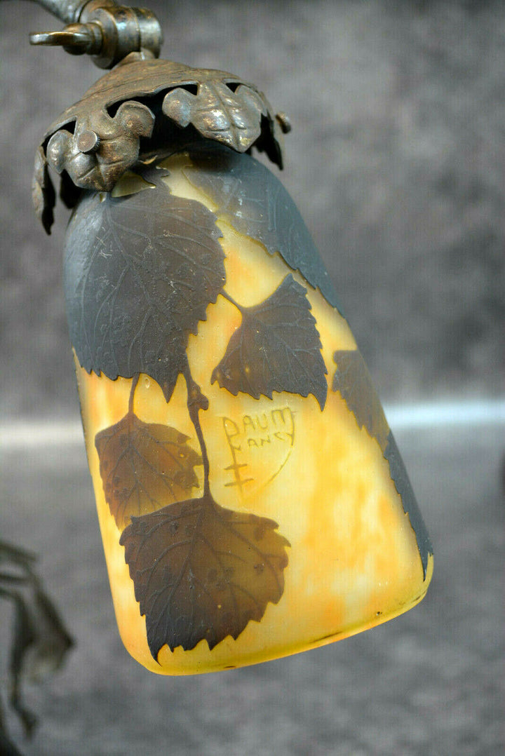 lampe de bureau en pate de verre et fer forgé daum nancy et Paquet art nouveau
