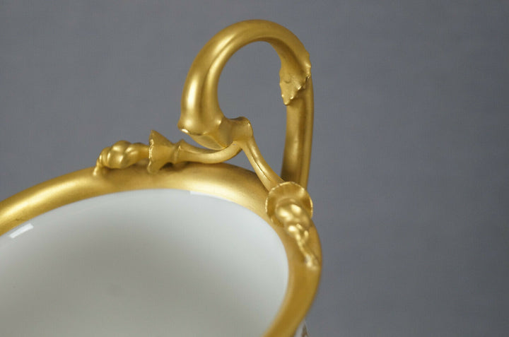 Sevres Hand Painted Courting Couple & Raised Gold Oversized Cup & Saucer C. 1889