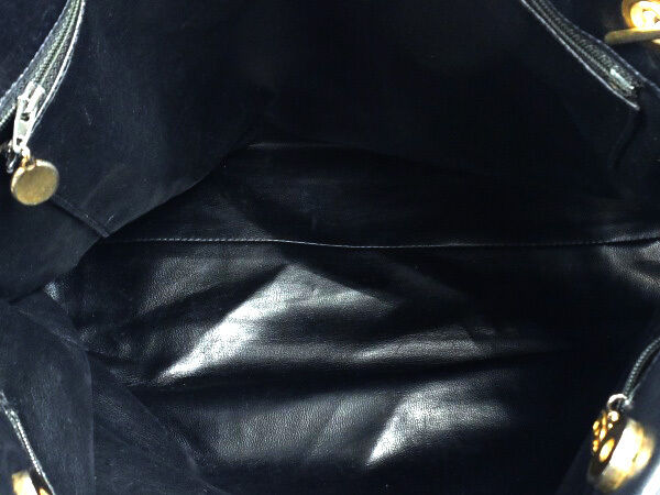 AUTH CHANEL BLACK CLASSIC LAMBSKIN TOTE SHOULDER BAG