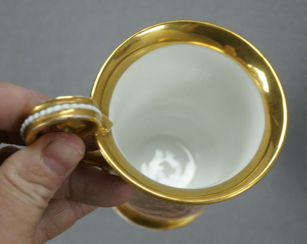 KPM Berlin Hand Painted Lady Portrait Pink & Gold Cup & Saucer Circa 1837-1844