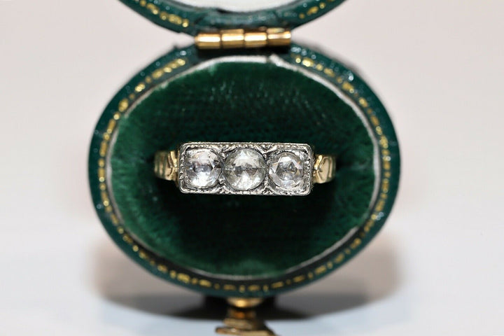 アンティーク 14K ナチュラルローズカットダイヤモンドのヴィクトリアンリング