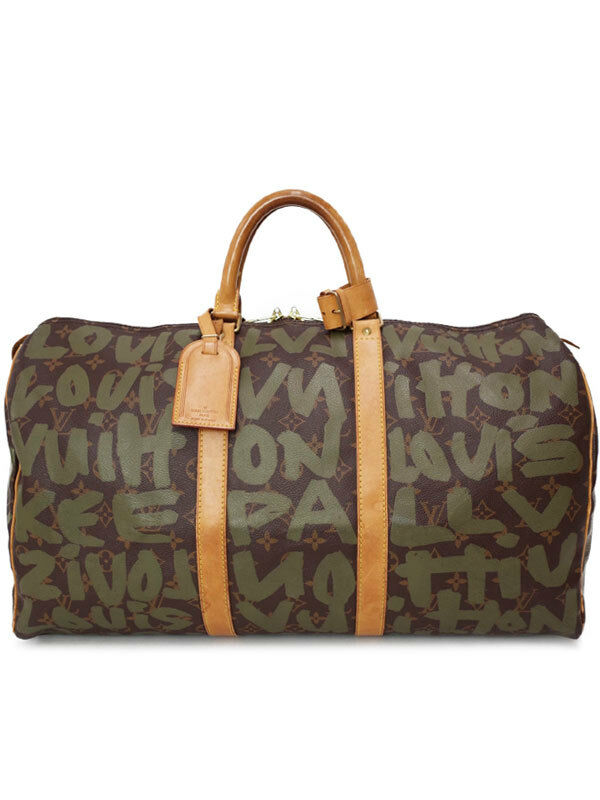AUTH LOUIS VUITTON KEEPALL 50 TRAVEL HAND BAG MONOGRAM GRAFFITI M92196