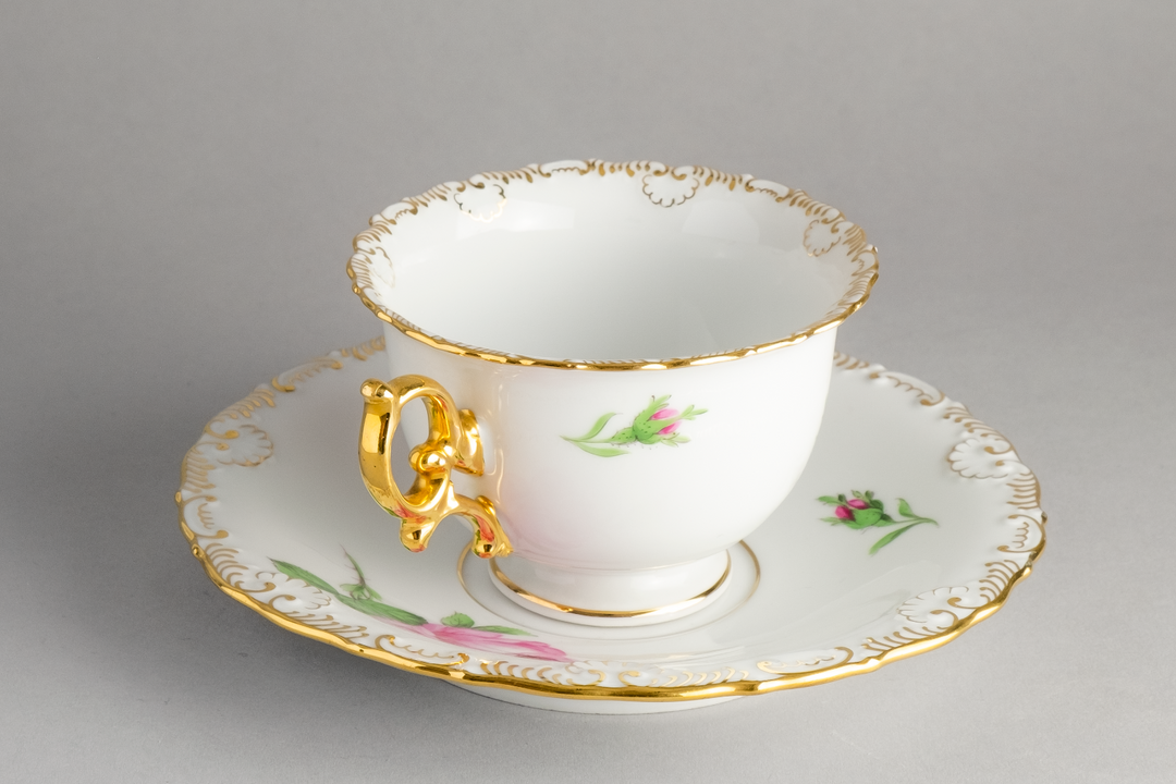 マイセン(Meissen)　カップ・ソーサー・プレート　ピンクローズ　1級品