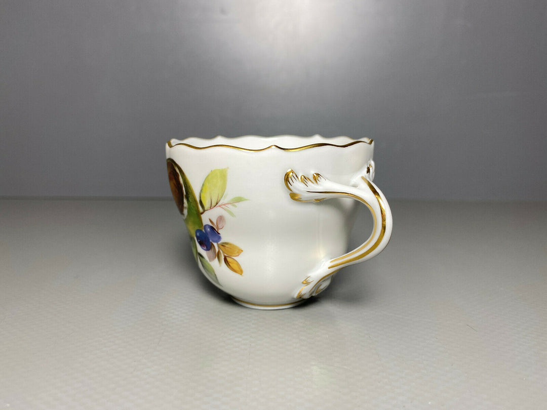 MEISSEN MOKKA GEDECK 2-TLG TASSE UT OBST FRÜCHTE MALEREI WALNUSS BEEREN BLUMEN