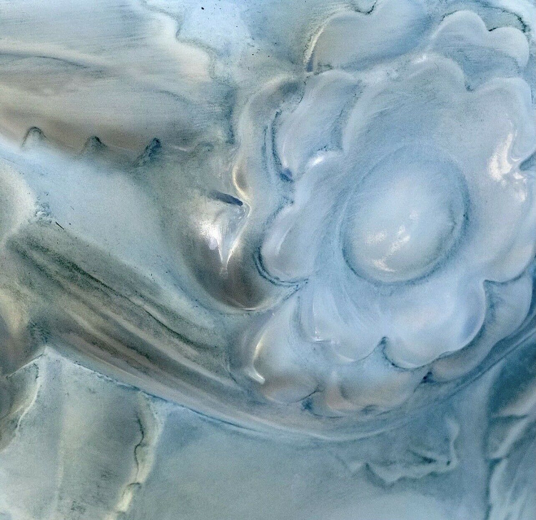Vase Orleans René Lalique Opalescent Patine Bleu R.Lalique Double Cased Glass