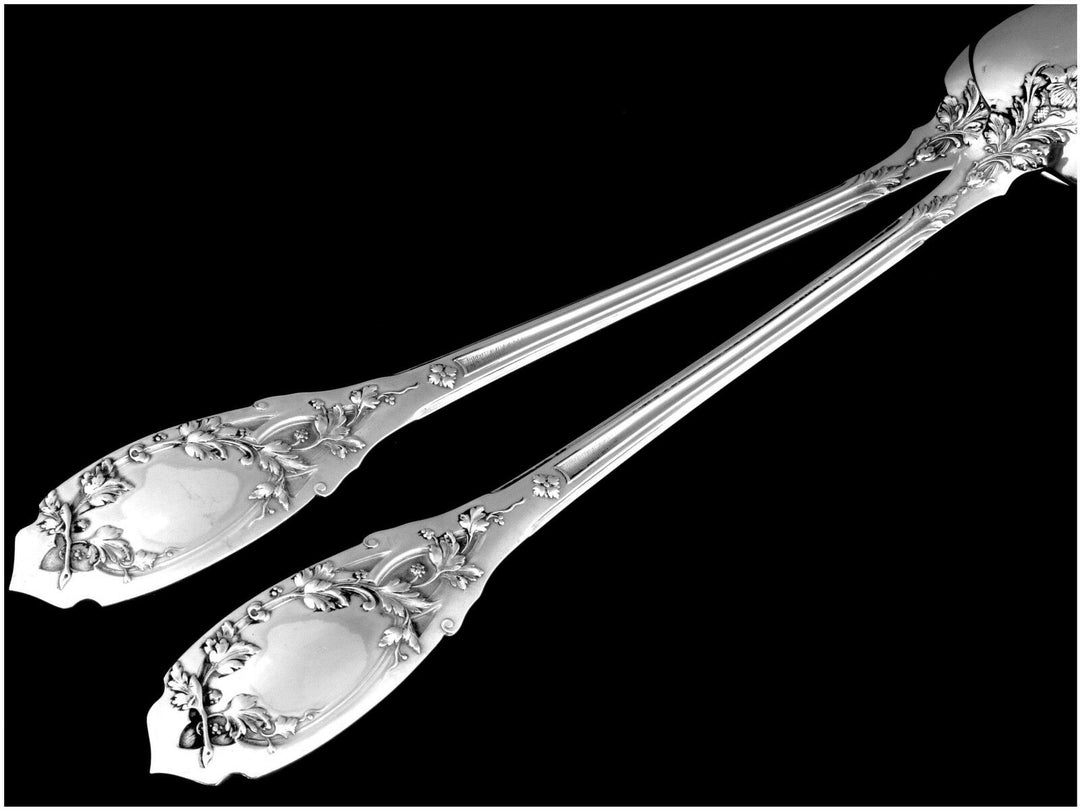 Puiforcat French Sterling Silver 18k Gold Salad Serving Set 2 Pc, Moderne