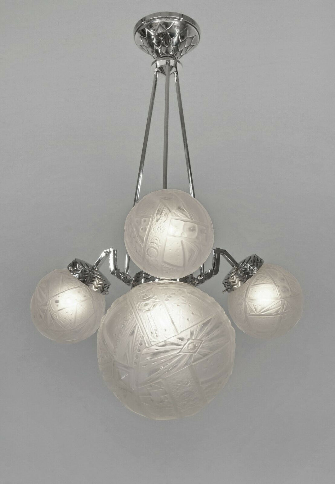 MULLER FRERES: FRENCH 1930 ART DECO CHANDELIER ........... 1925 lamp degue era