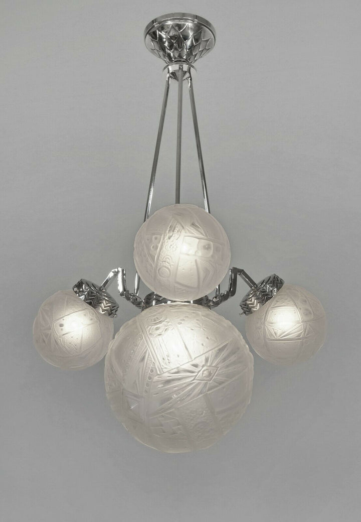 MULLER FRERES: FRENCH 1930 ART DECO CHANDELIER ........... 1925 lamp degue era