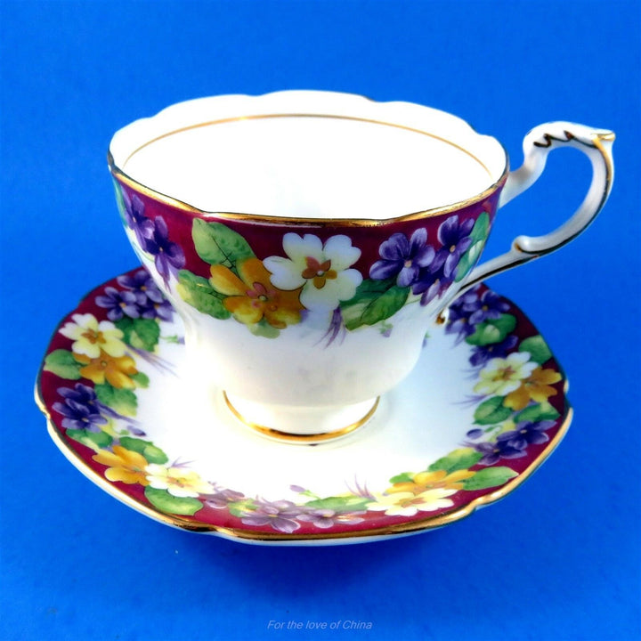 パラゴン　パープル＆イエロープリムローズカップ&ソーサー