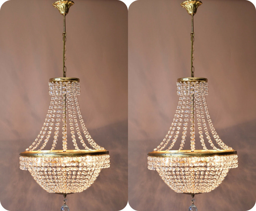 Matching Antique Style Vintage Crystal Chandeliers, Home Lighting, Lamp, Pendant