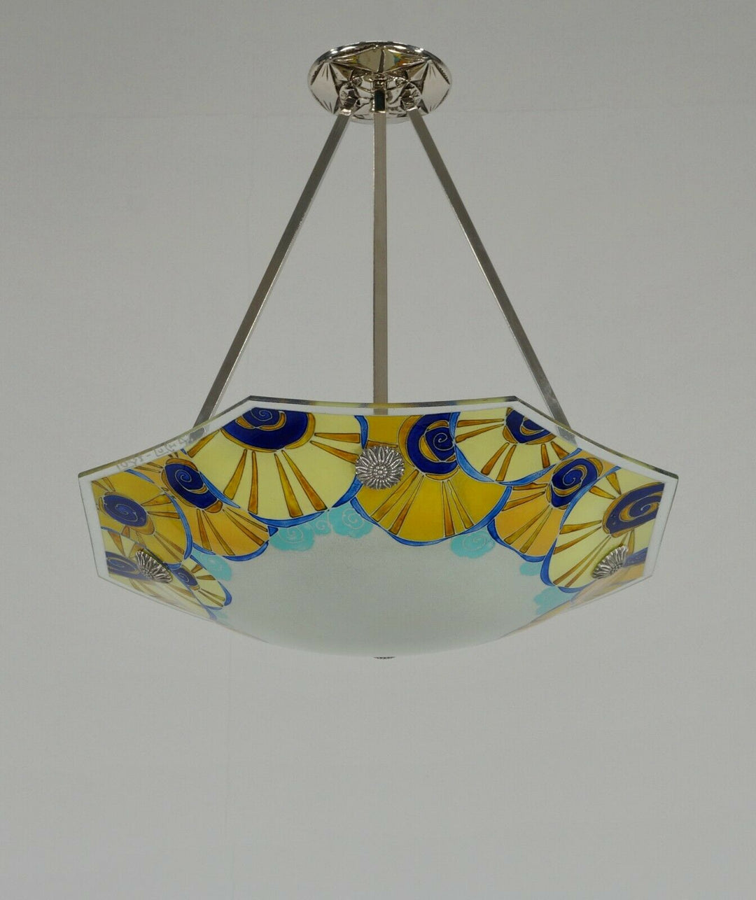 LOYS LUCHA : FRENCH 1930 ART DECO CHANDELIER ..... pendant lamp daum era France
