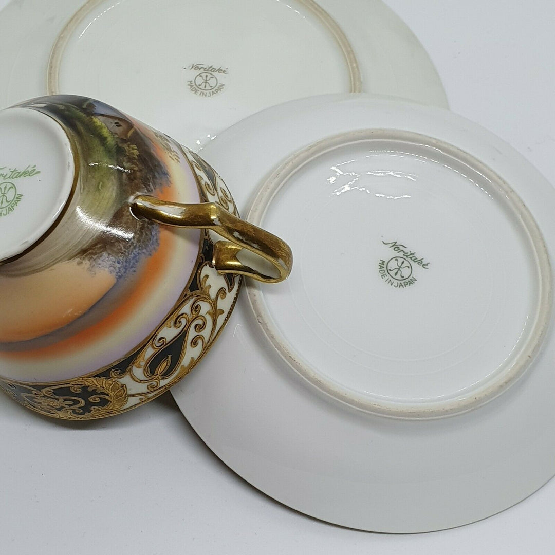 STUNNING HAND PAINTED AND GILD NORITAKE TRIO