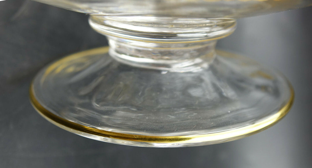 French Baccarat Covered Candy Bowl & Plate Gold Encrusted Fleur De Lys 1907