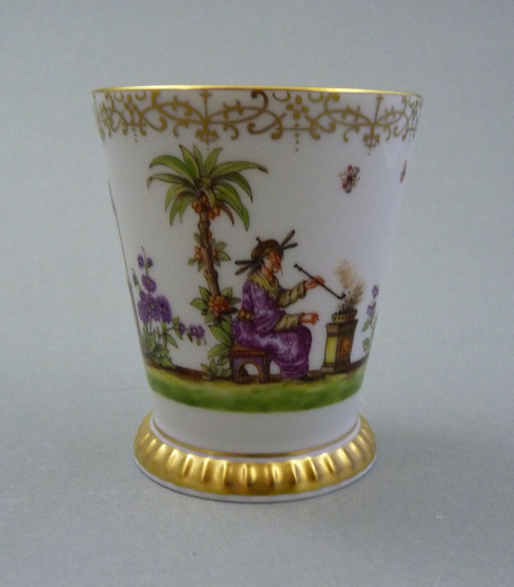 Becher Chinoserien = Höroldt Dekor 286793 = Chinesen + Tiere Meissen 1.Wahl TOP