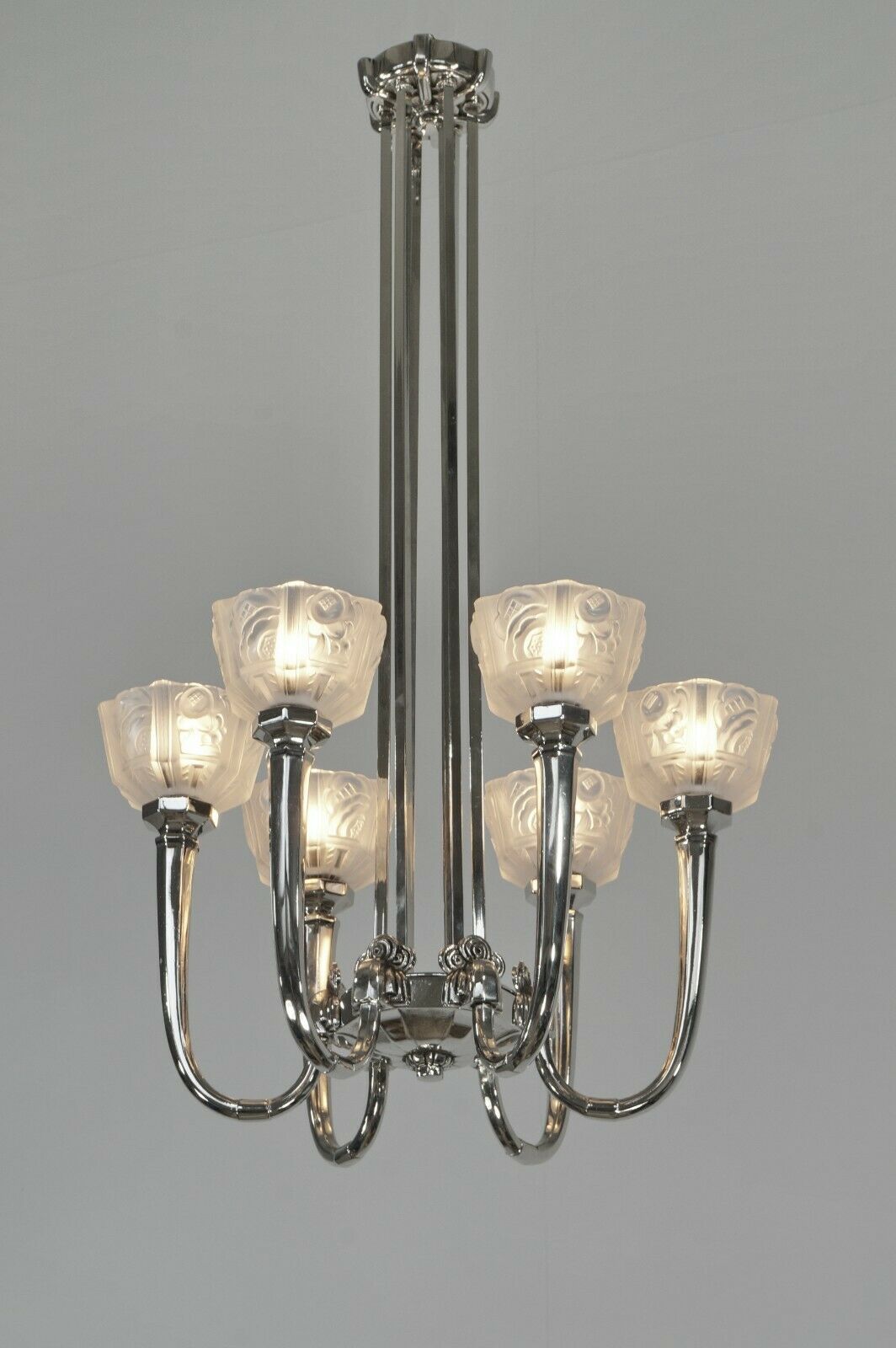 GM BORETTI : FRENCH 1930 ART DECO CHANDELIER . lamp muller degue daum era France