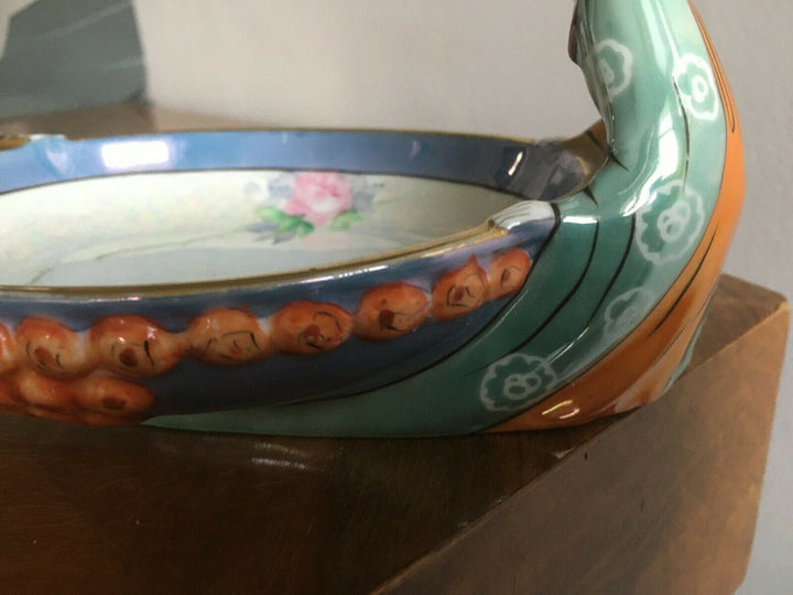 Rare art deco 1930s Noritake Two Sisters Flapper Girls porcelain bowl Green mark