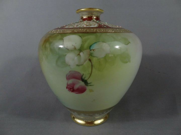 オールドノリタケ　ピンクローズが描かれた花瓶