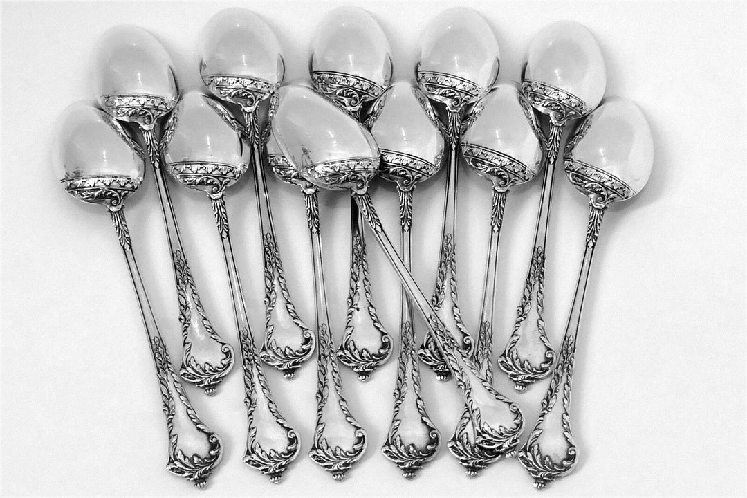 Debain French Sterling Silver 18K Gold Tea Service 14 pc w/original box Rococo
