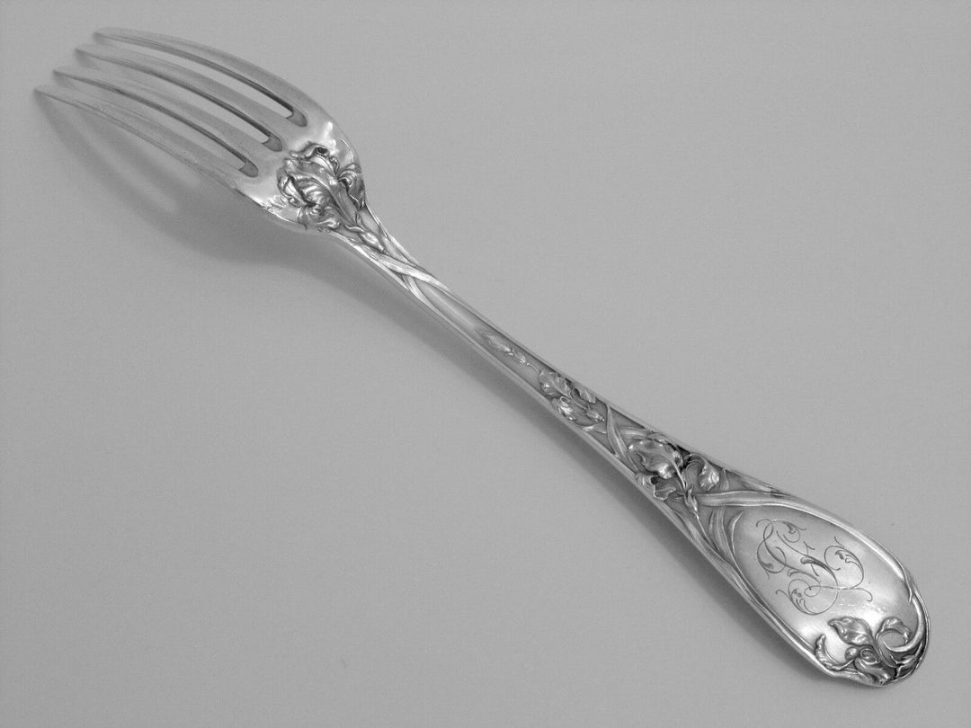 Puiforcat French Sterling Silver Dinner Flatware Set 25 pc Iris w/box