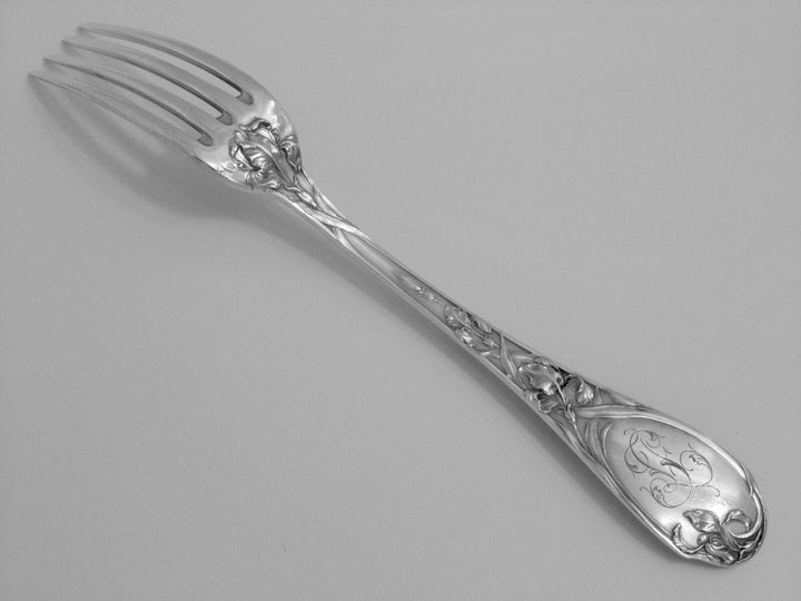 Puiforcat French Sterling Silver Dinner Flatware Set 25 pc Iris w/box