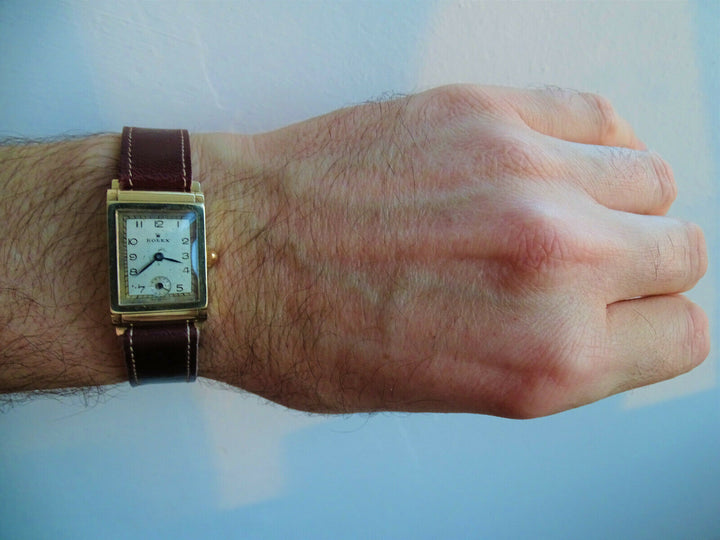 Rolex ♛ 2536 Art Deco Yellow Gold 9C 375 Antique Luxury Men's Watch 1930 Service